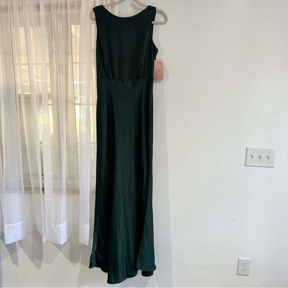 NEW BHLDN Beckett Satin Charmeuse Maxi Dress Dark Green Anthropologie NWT - Picture 4 of 9